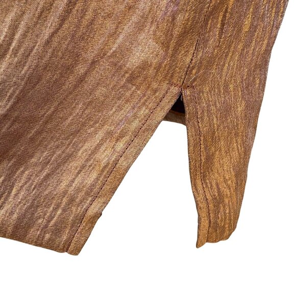 Coldwater Creek Womens Shimmering Bronze Glam Button-Up Party Blouse Shirt L - Picture 6 of 9